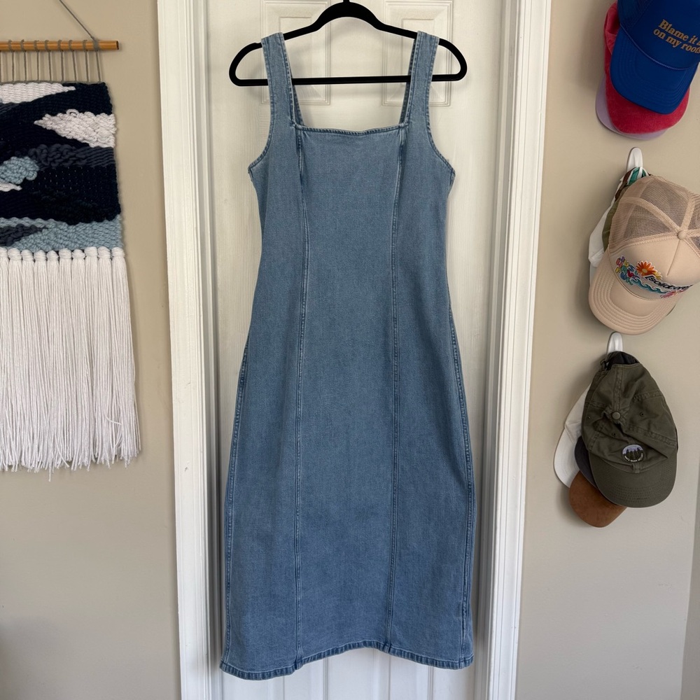 Abercrombie & Fitch Light Blue Denim Midi Dress